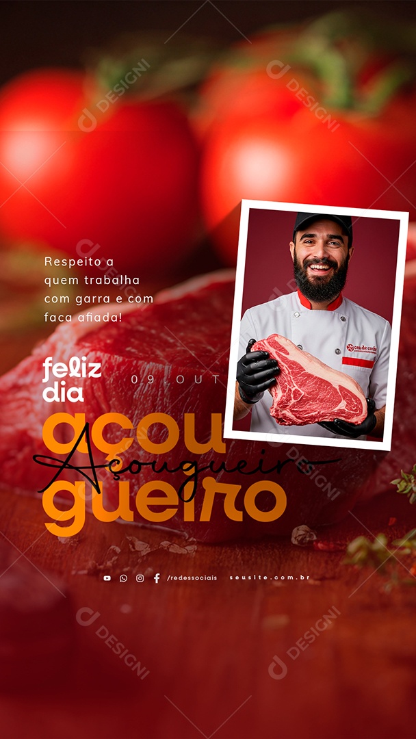 Story Feliz Dia do Açougueiro 09 de Outubro Respeito a Quem Trabalha Social Media PSD Editável