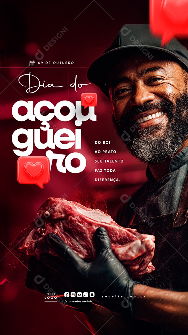 Story Dia do Açougueiro 09 de Outubro Do Boi ao Prato Social Media PSD Editável