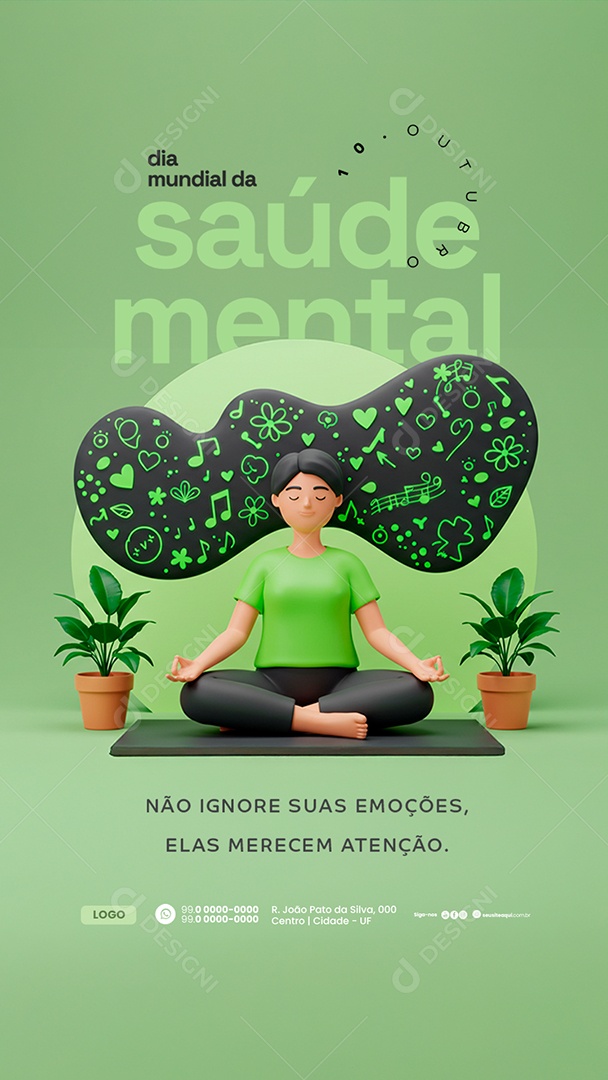 Story Dia Mundial da Saúde Mental 10 de Outubro Social Media PSD Editável