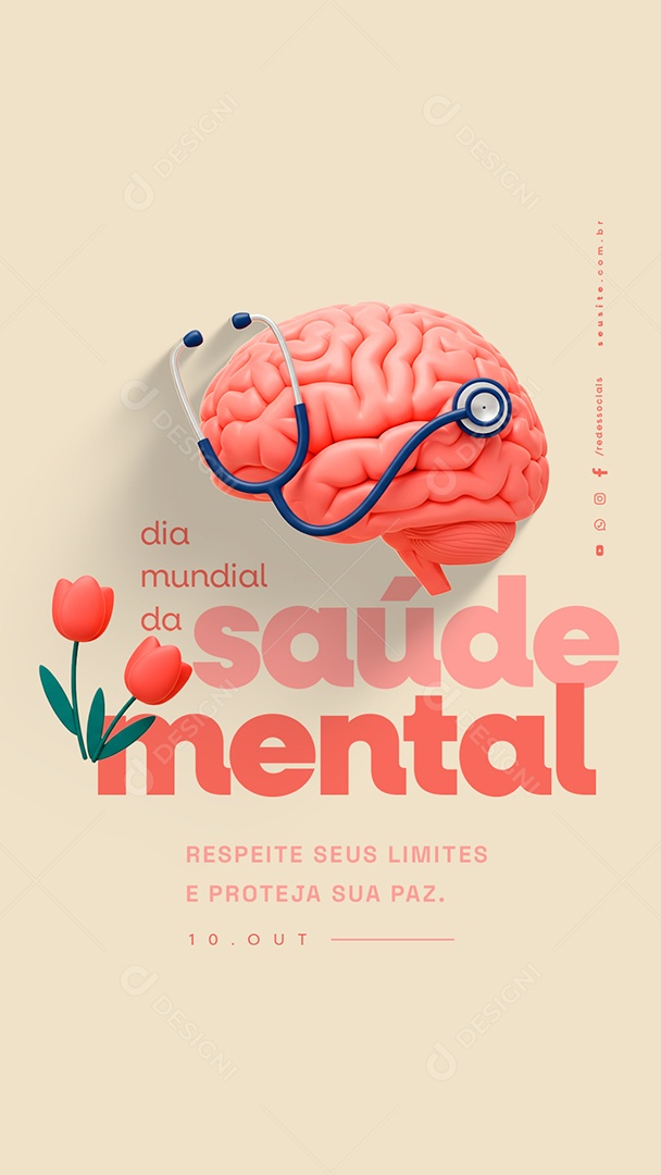 Story Dia Mundial da Saúde Mental 10 de Outubro Social Media PSD Editável