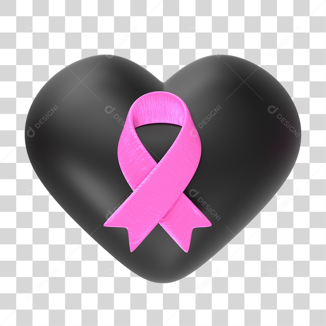 Ícone Coração com Laço Rosa PNG Transparente