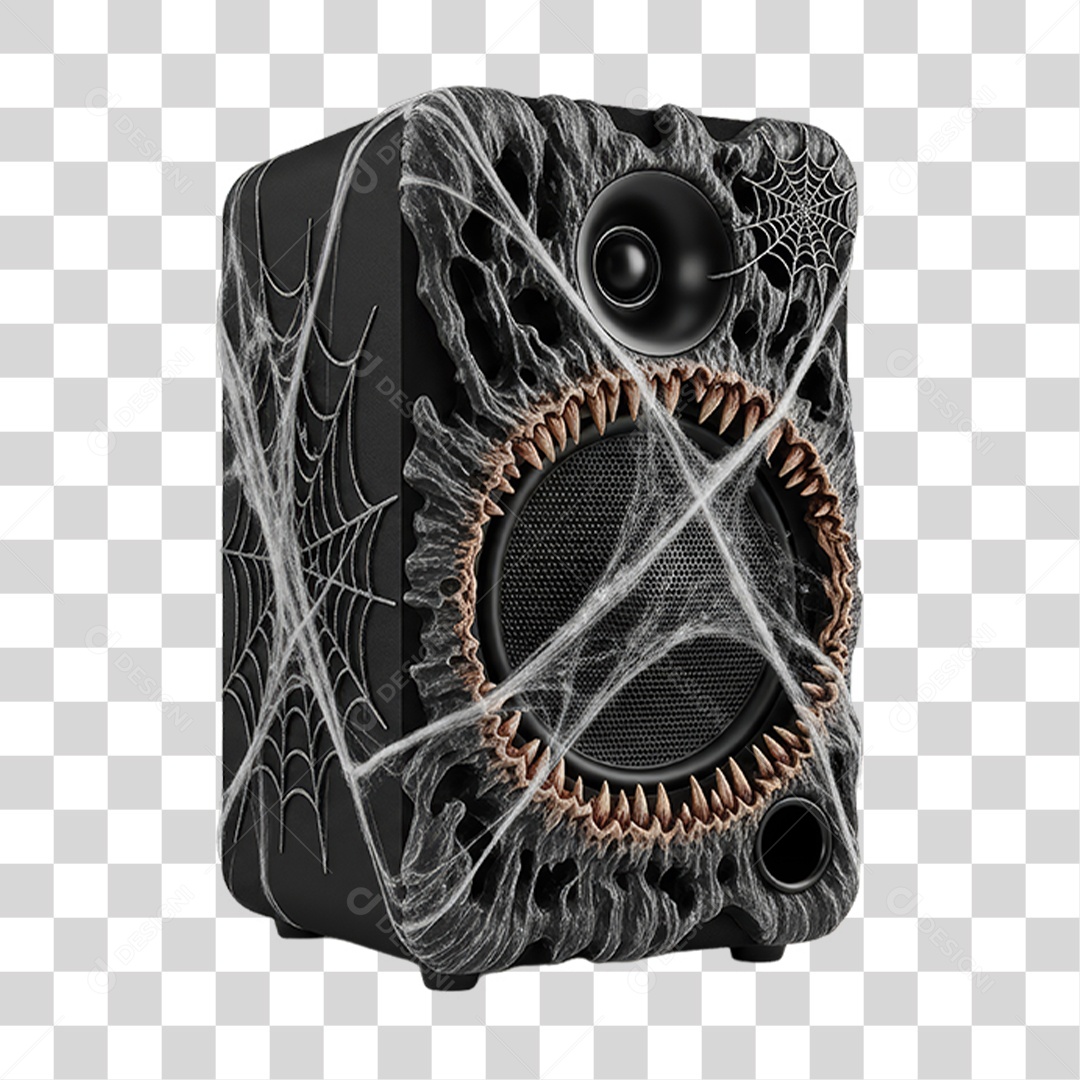 Caixa de Som com Teia de Aranha Decoração de Halloween PNG Transparente
