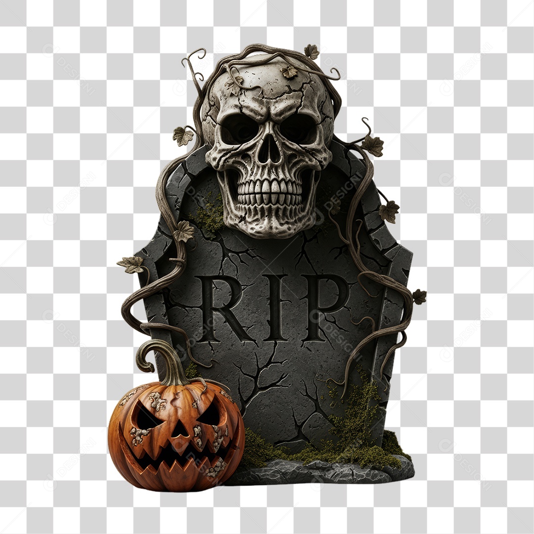Túmulo com Abóbora Decoração de Halloween PNG Transparente