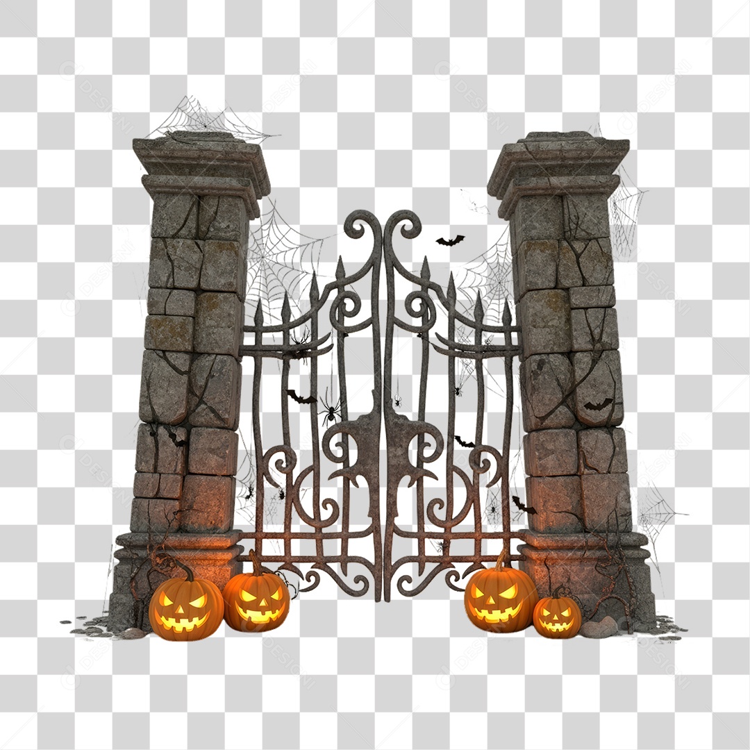Portão com Grades Decoração de Halloween PNG Transparente