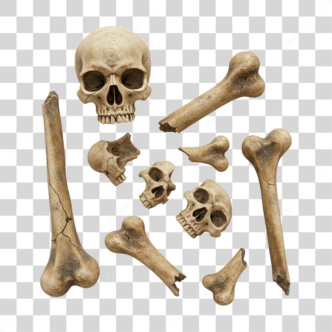 Ossos Caveira Decoração de Halloween PNG Transparente