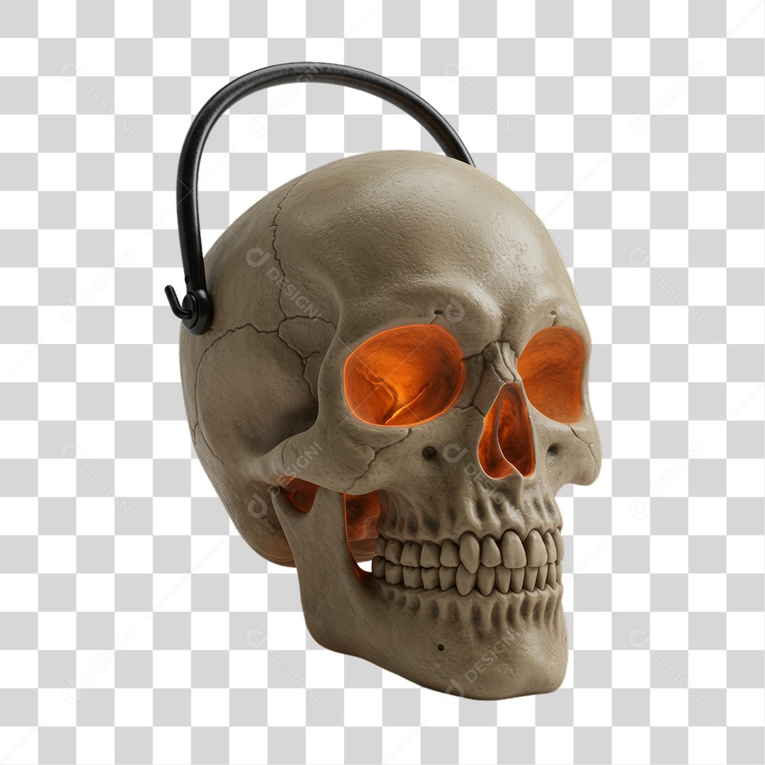 Crânio com Alça Decoração de Halloween PNG Transparente