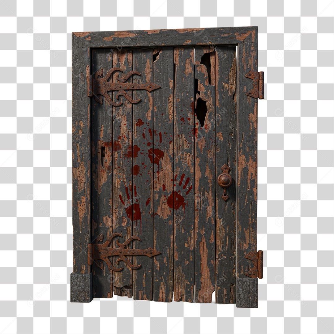 Porta de Madeira Decoração de Halloween PNG Transparente