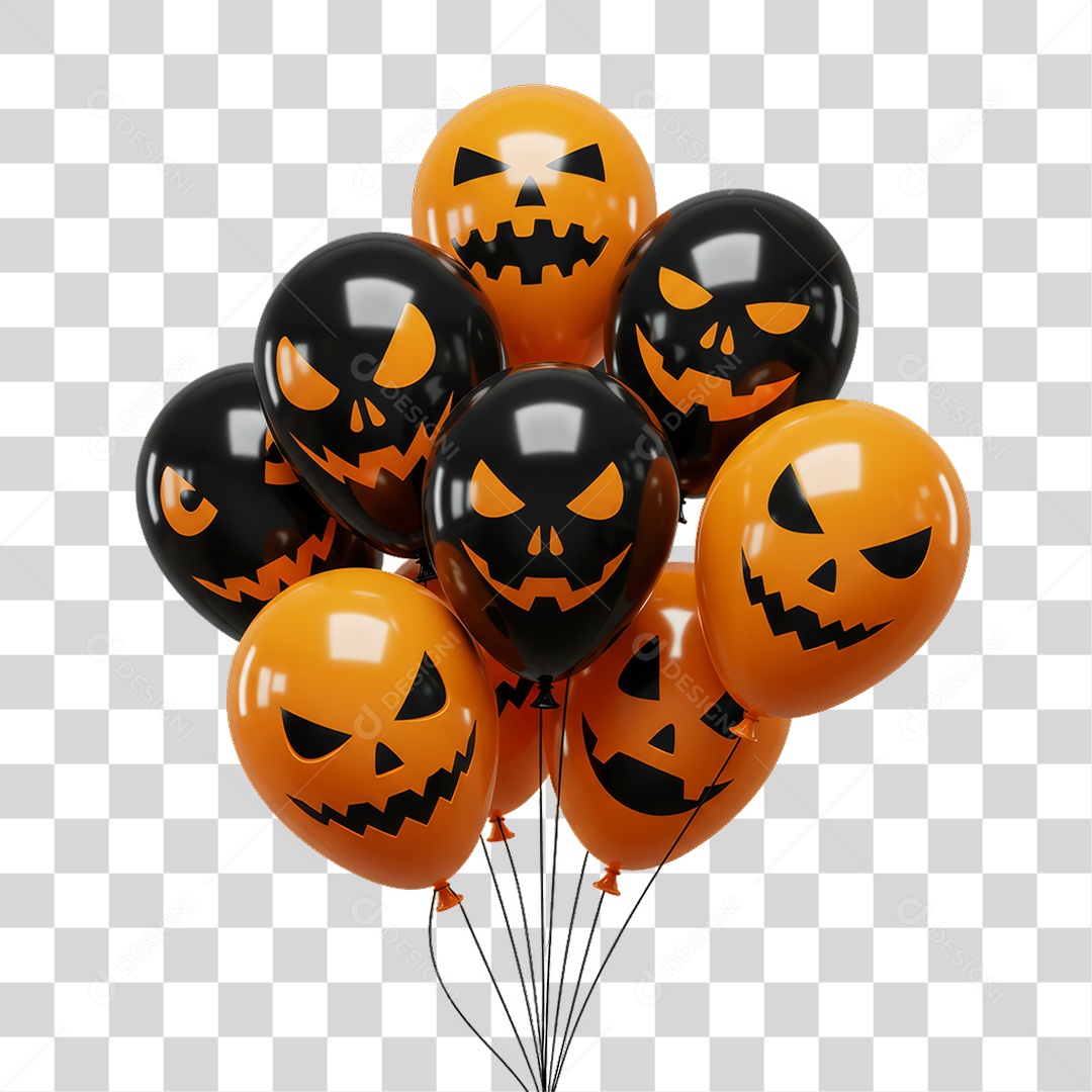 Balões Decoração de Halloween PNG Transparente