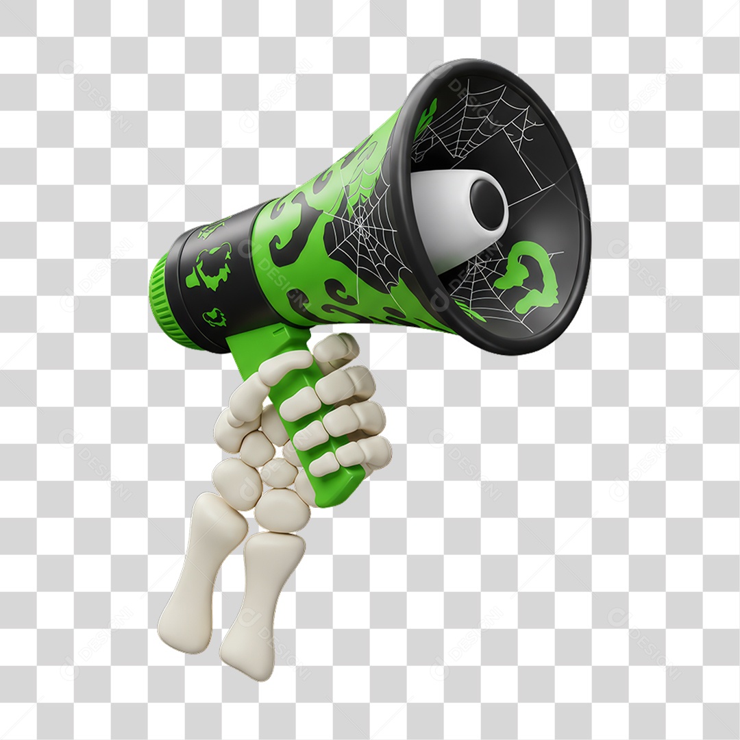 Esqueleto de Mão com Alto-falante Decoração de Halloween PNG Transparente