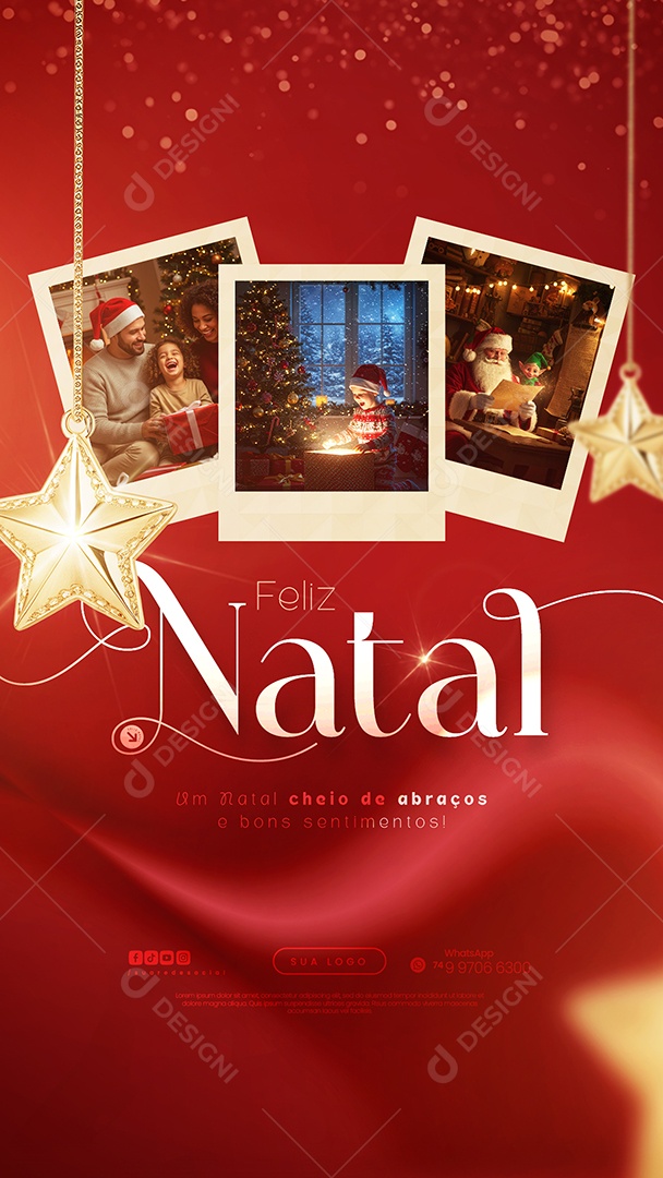 Story Feliz Natal 25 de Dezembro Um Natal Cheio de Abraços Social Media PSD Editável