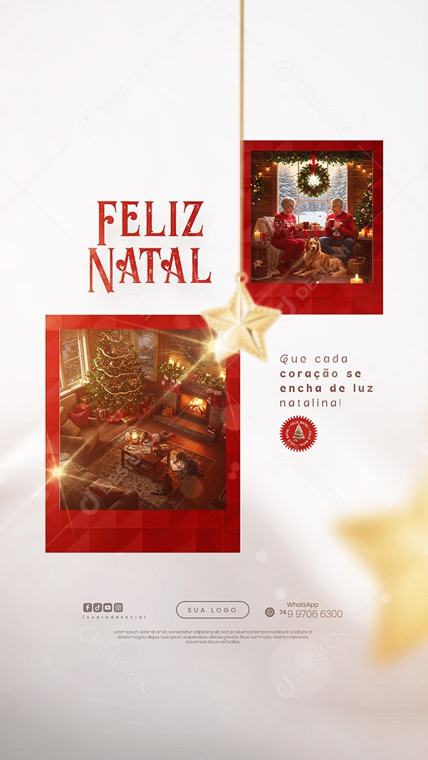 Story Social Media Feliz Natal 25 de Dezembro Que Cada Coração se Encha de Luz PSD Editável
