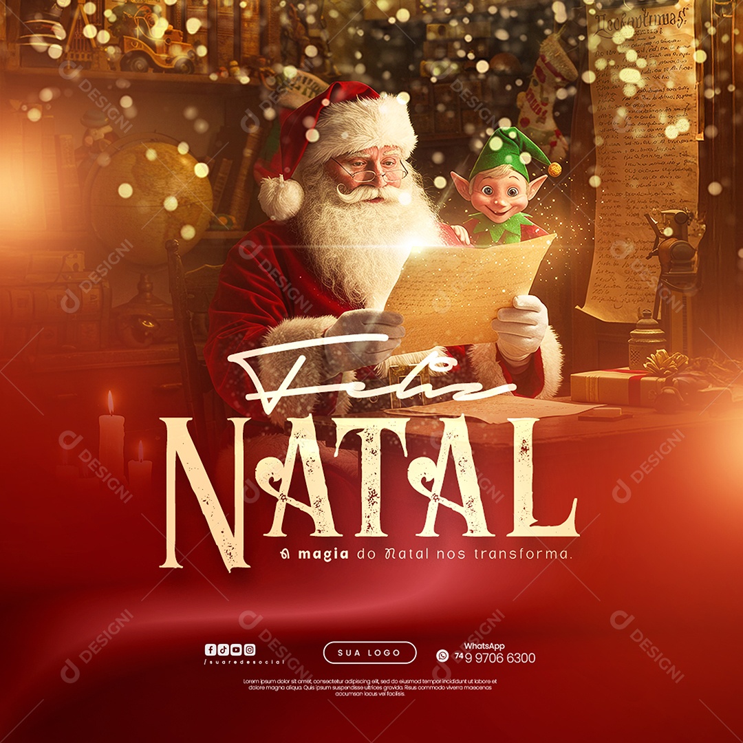 Social Media Feliz Natal 25 de Dezembro A Magia do Natal Nos Transforma PSD Editável