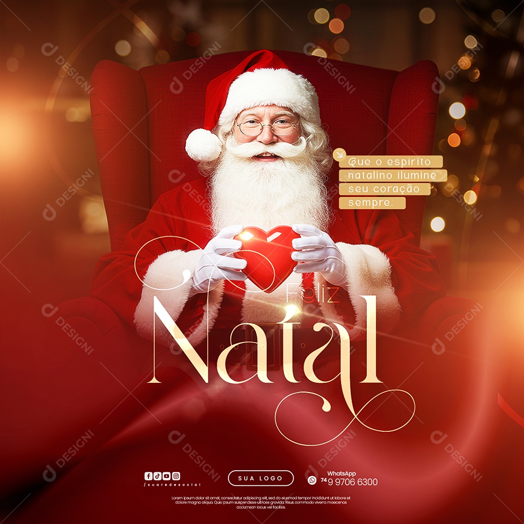 Social Media Feliz Natal 25 de Dezembro Que o Espírito natalino Ilumine Seu Coração PSD Editável