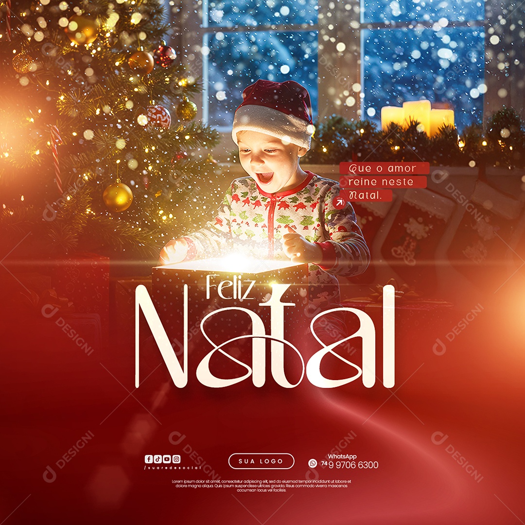 Social Media Feliz Natal 25 de Dezembro Que o Amor Reine Neste Natal PSD Editável