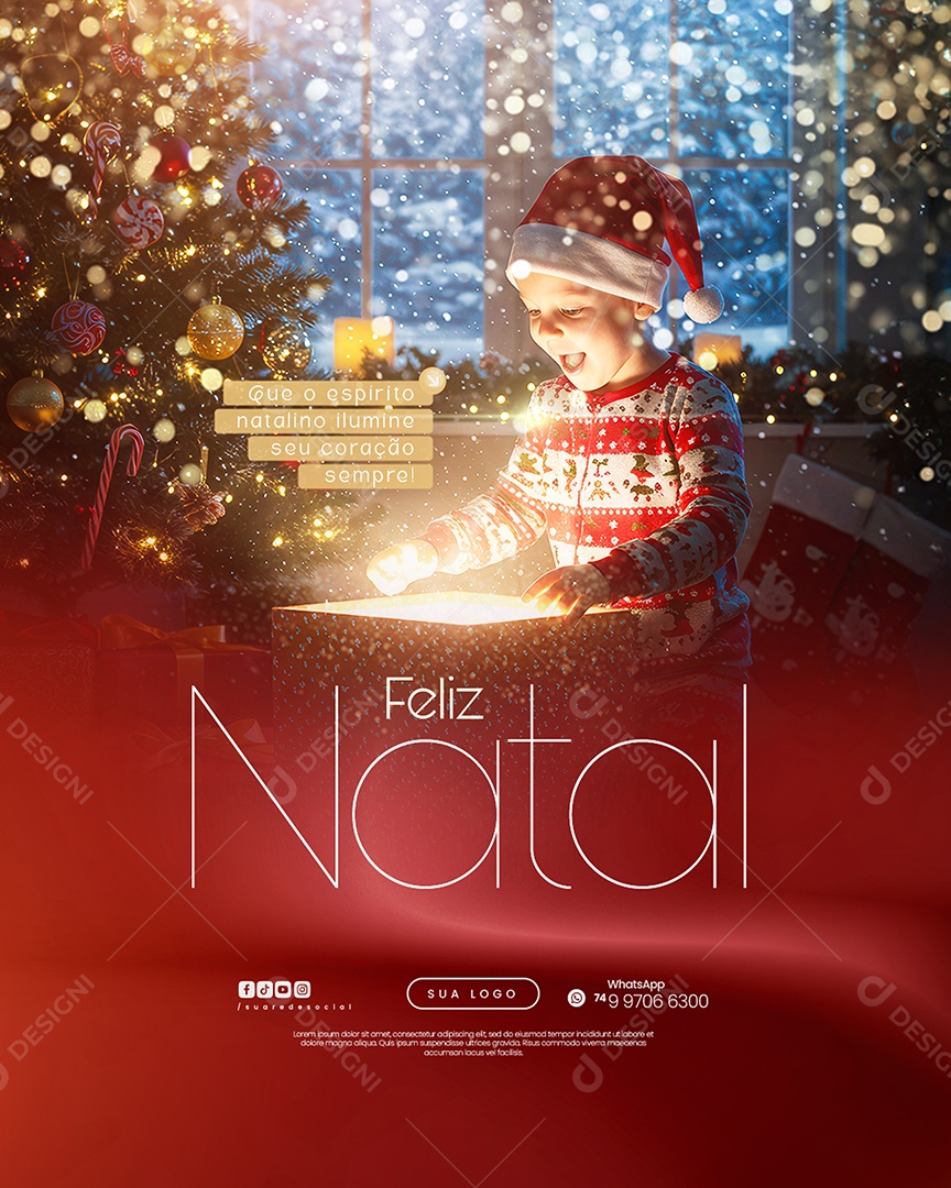 Social Media Que o Espírito Natalino Ilumine Seu Coração Feliz Natal 25 de Dezembro PSD Editável