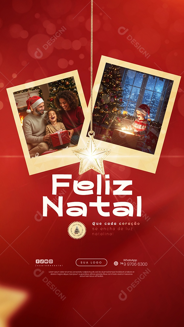 Story Feliz Natal 25 de Dezembro Que Cada Coração se Encha de Luz Social Media PSD Editável