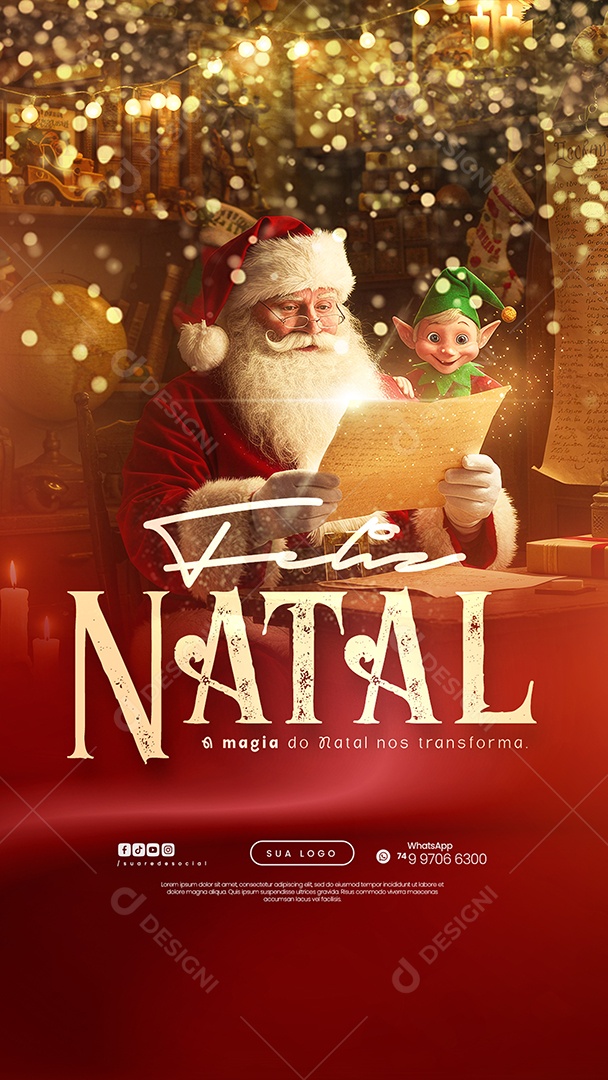 Story Feliz Natal 25 de Dezembro A Magia do Natal Nos Transfoma Social Media PSD Editável