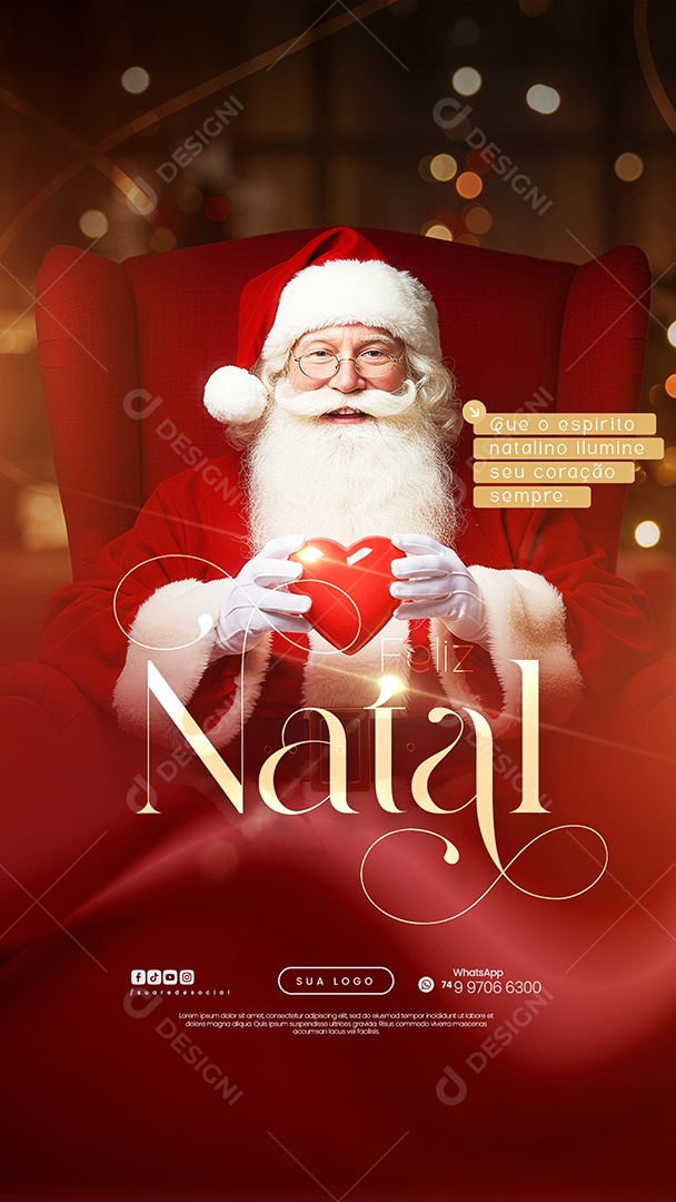 Story Feliz Natal 25 de Dezembro Que o Espirito Natalino Ilumine Seu Coração Sempre Social Media PSD Editável