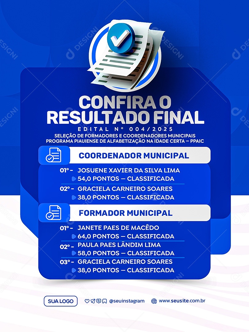 Concurso Coordenador Municipal Social Media PSD Editável