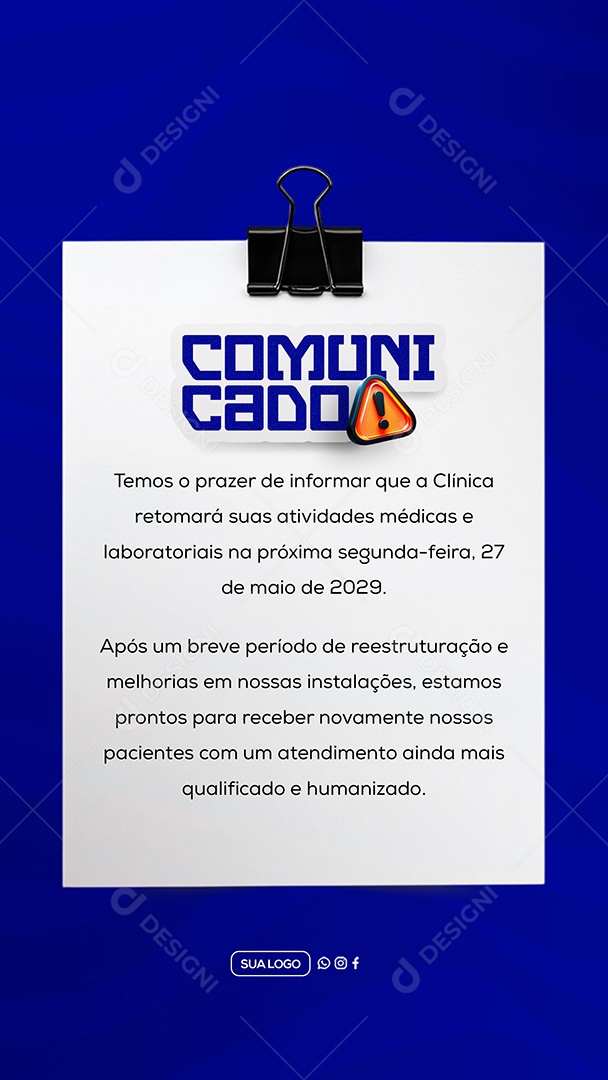 Story Comunicado Clinica Social Media PSD Editável