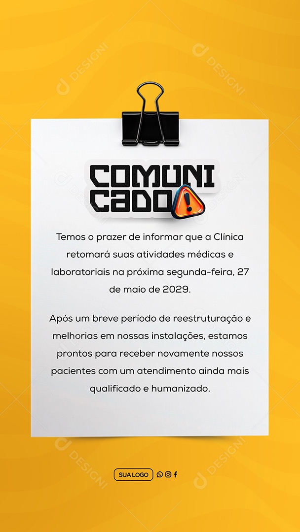 Story Comunicado Clinica Social Media PSD Editável