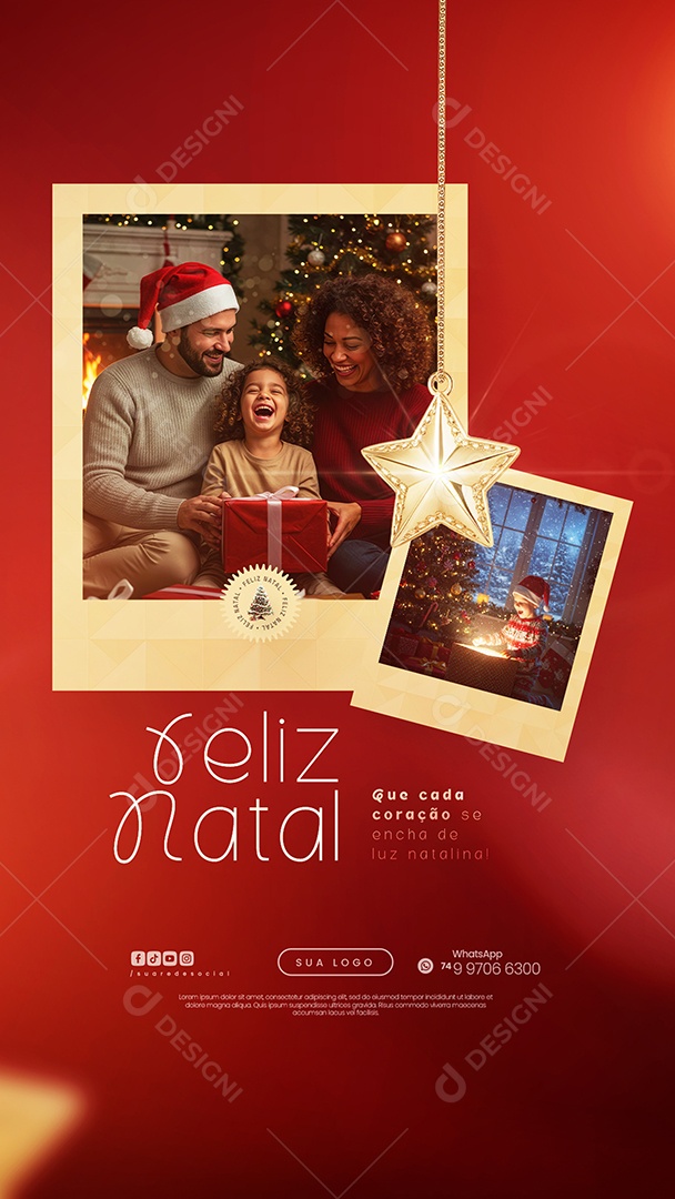 Story Feliz Natal 25 de Dezembro Que Cada Coração Se Encha de Luz Natalina Social Media PSD Editável