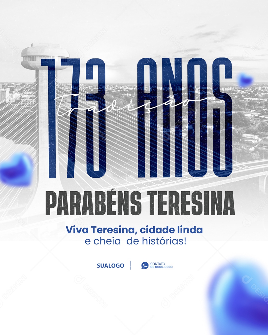 Aniversario Parabéns Teresina 16 de Agosto Social Media PSD Editável