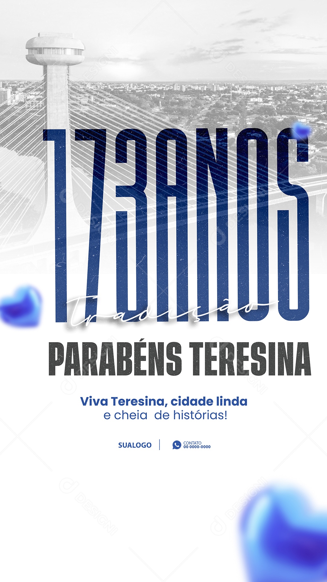 Aniversario Parabéns Teresina 16 de Agosto Social Media PSD Editável