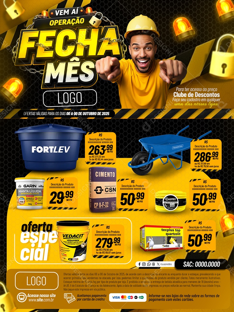 Encarte Fecha Mês Social Media PSD Editável