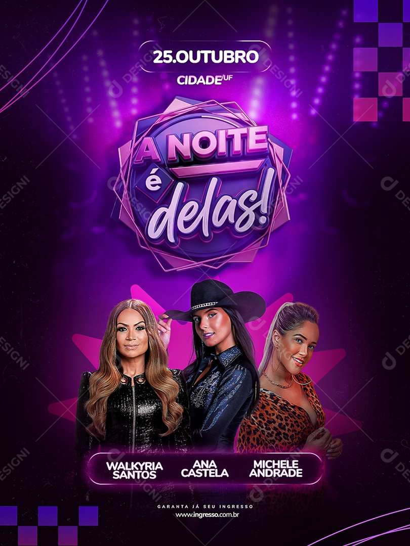 Flyer A Noite é Delas Social Media PSD Esitável