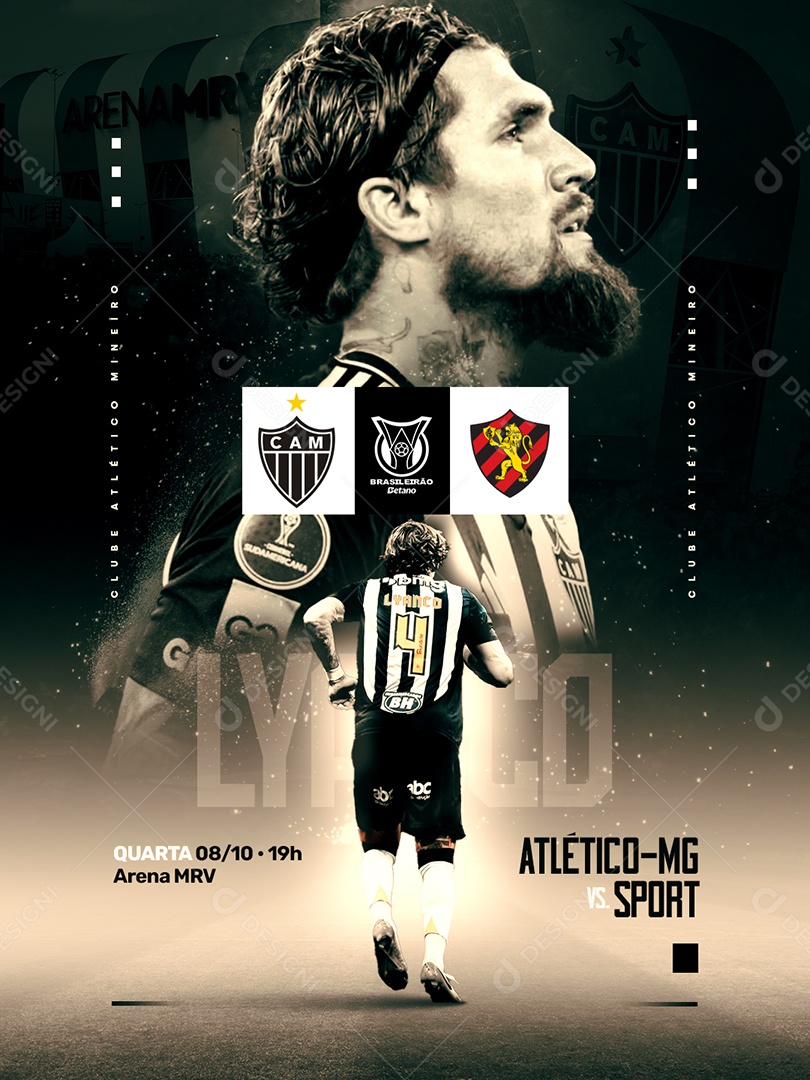 Flyer Jogo de Futebol Atléico MG vs Sport Social Media PSD Editável