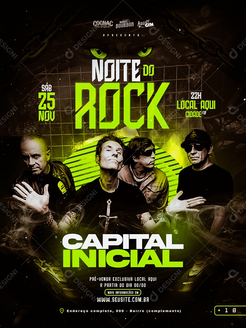 Flyer Noite do Rock Social Media PSD Esitável