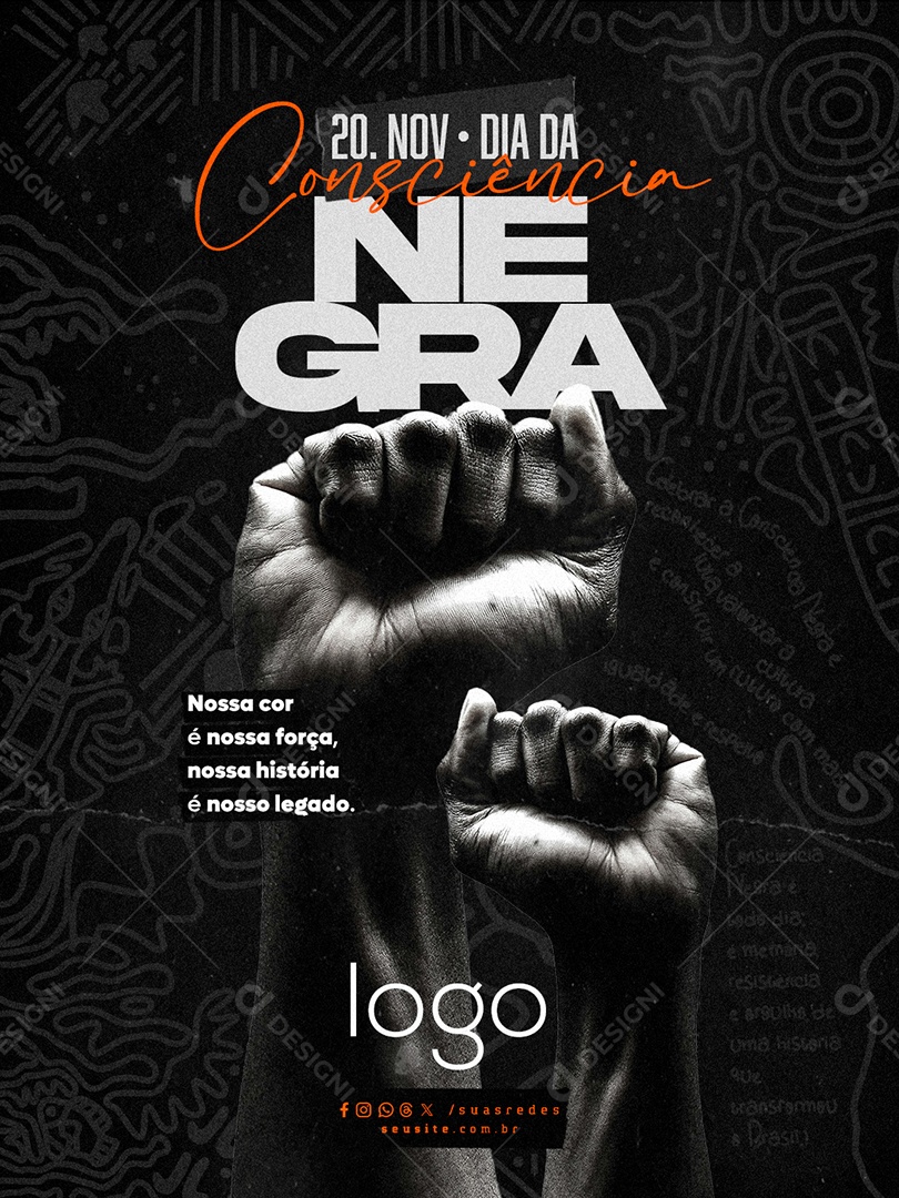 Post Dia da 20 de Nov Consiência Negra Social Media PSD Editável