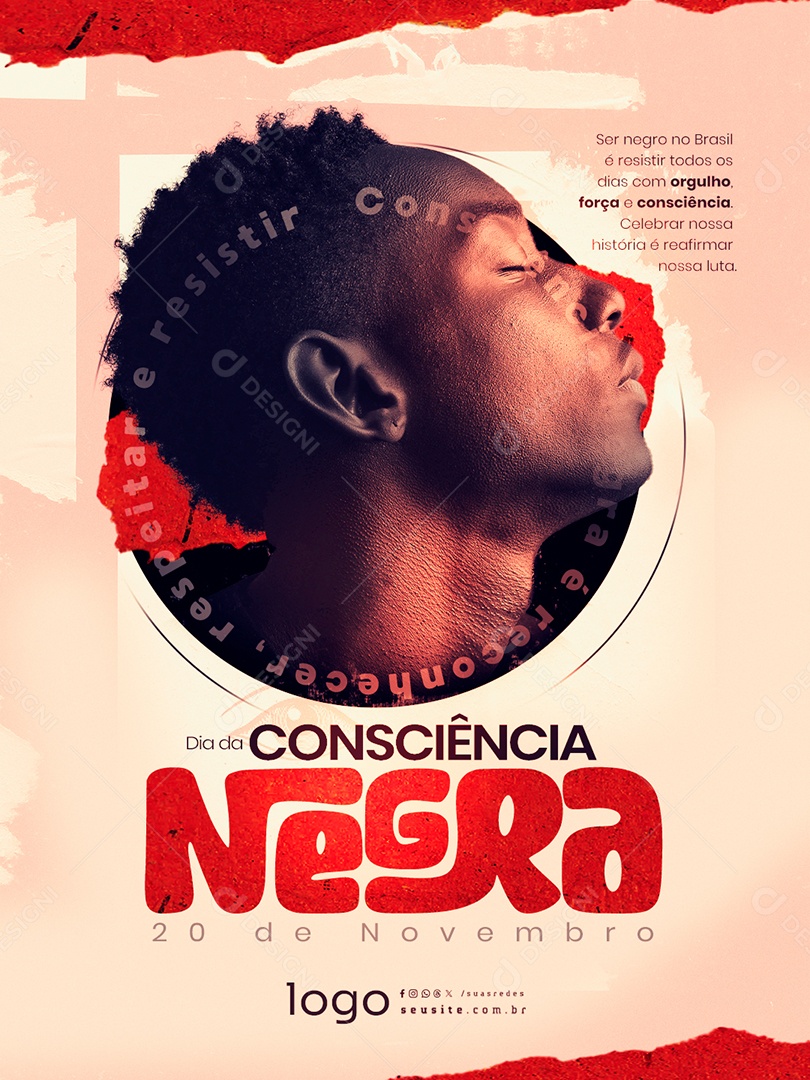 Post Dia da 20 de Novembro  Consiência Negra Social Media PSD Editável