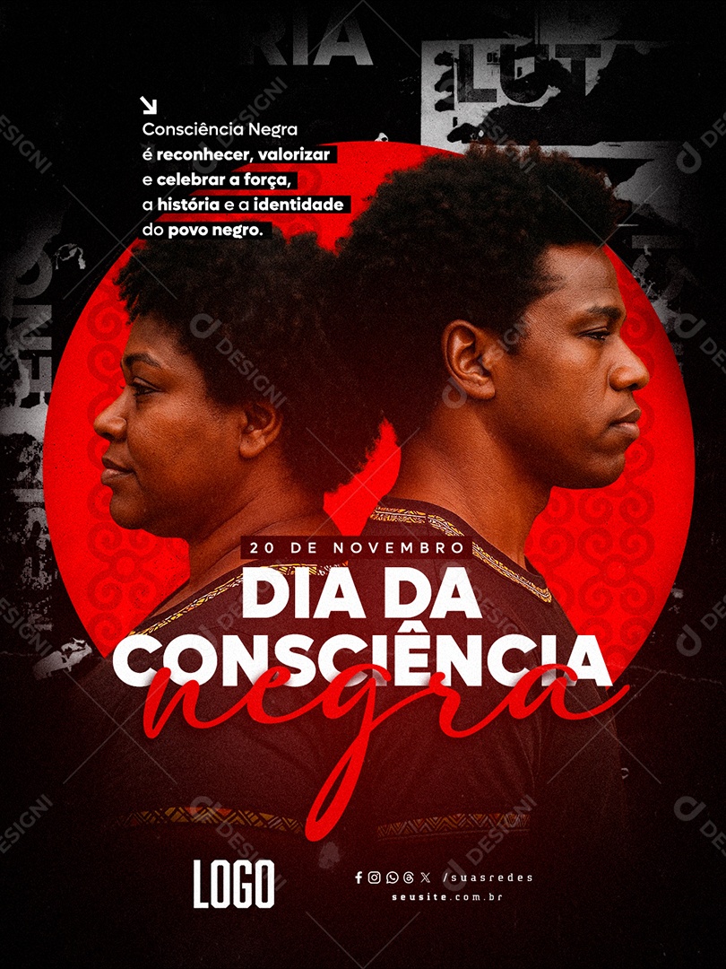 Post Dia da Consiência Negra Social Media PSD Editável