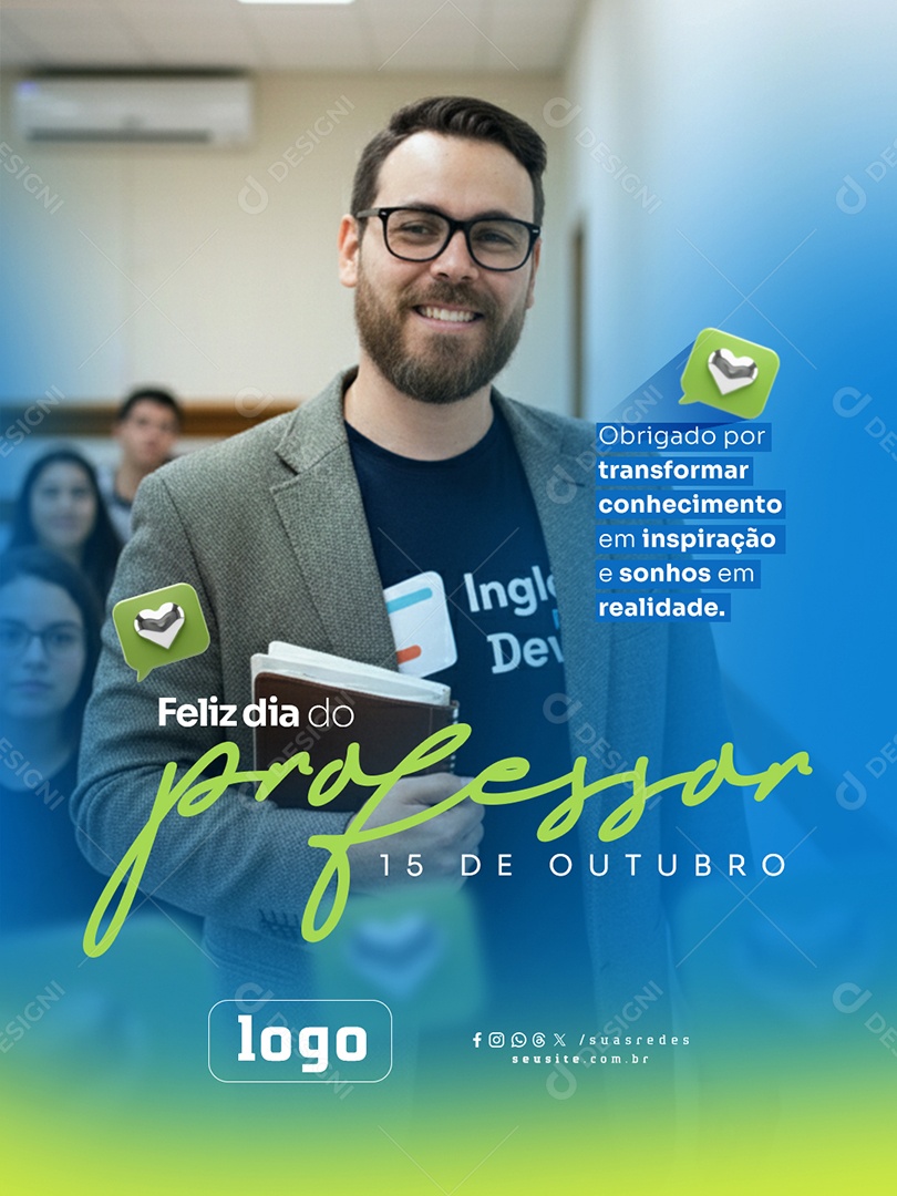 Post Dia do Professor Social Media PSD Editável