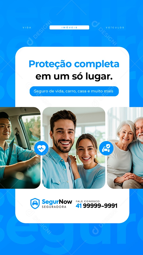 Story Seguradora Proteção Completa em Um Só Lugar Social Media PSD Editável