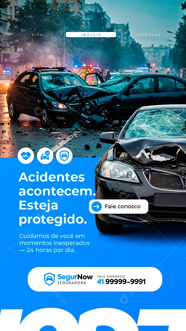 Story Seguradora Acidentes Acontecem Social Media PSD Editável