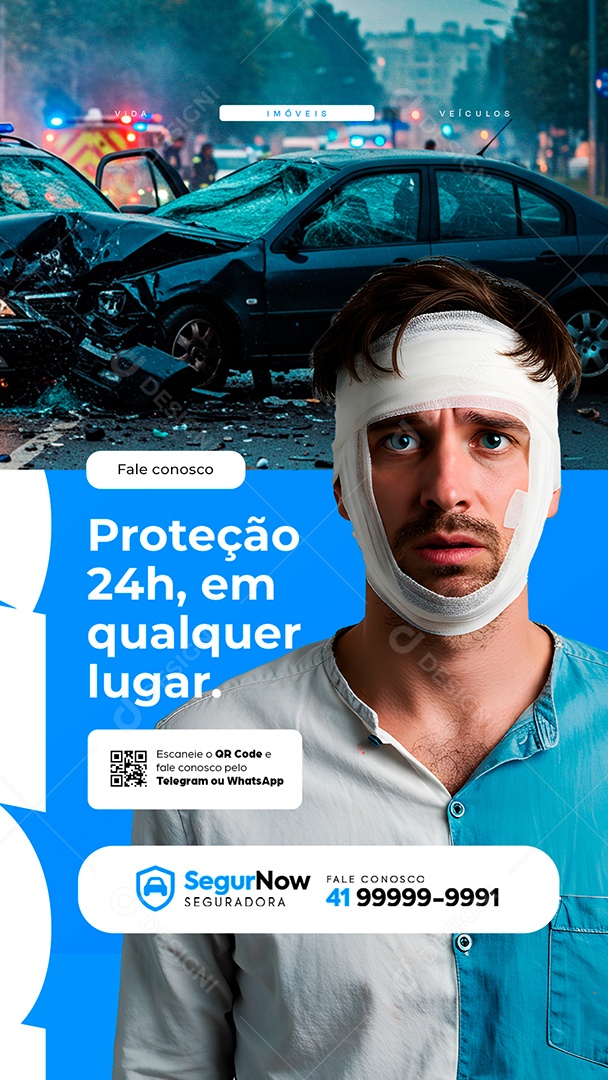 Story Seguradora Fale Conosco Proteção 24H Social Media PSD Editável