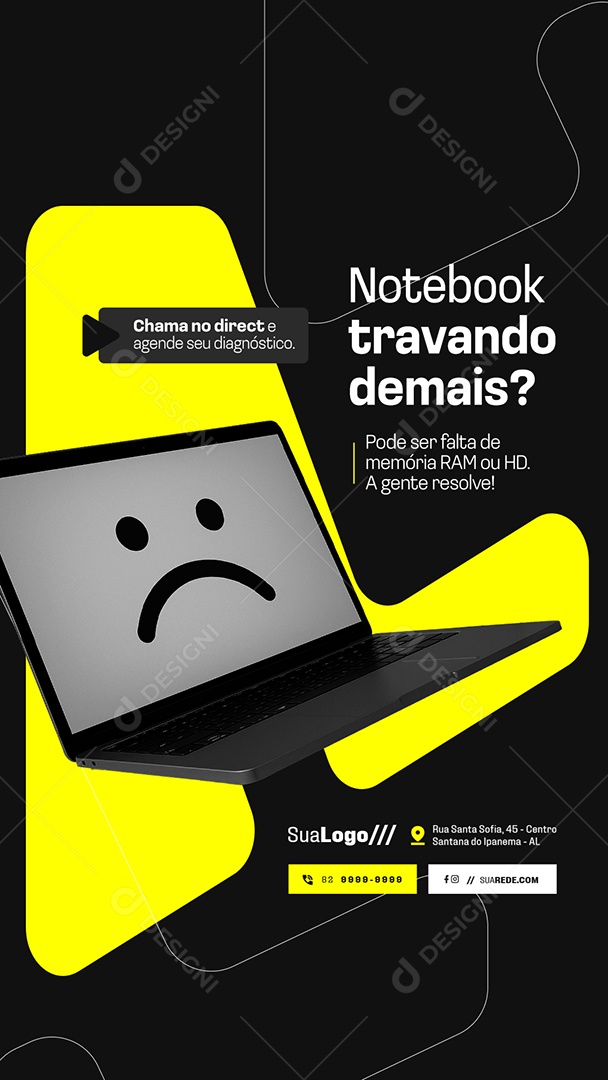 Story Assistência Técnica Notebook Travando Demais Social Media PSD Editável