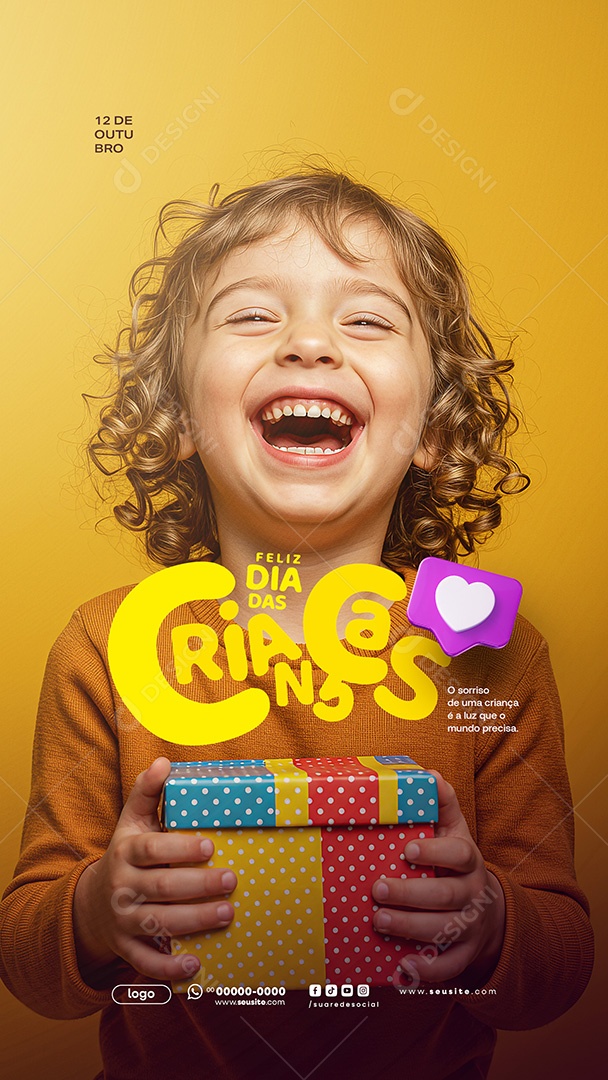 Story Feliz Dia das Crianças 12 de Outubro O Sorriso de Uma Criança é a Luz Que o Mundo Precisa Social Media PSD Editável