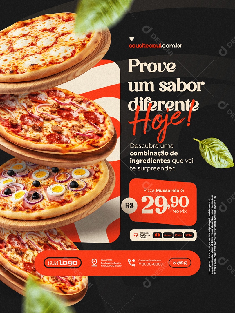 Pizzaria Prove um Sabor Diferente Hoje Social Media PSD Editável