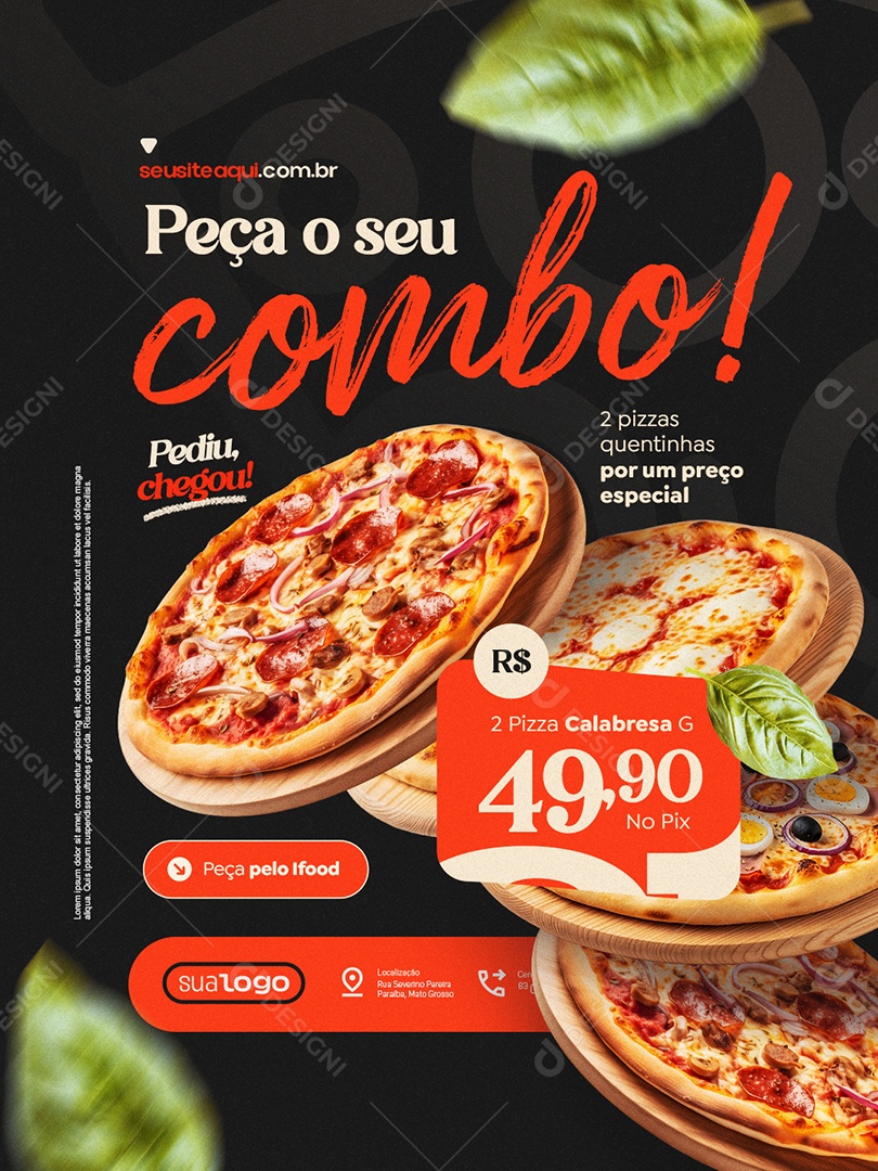 Pizzaria Peça o Seu Combo Social Media PSD Editável