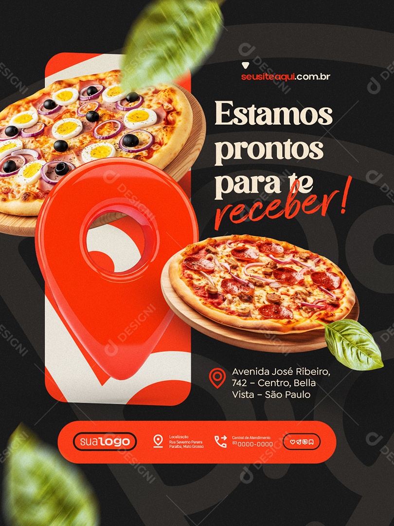 Pizzaria Estamos Prontos para Te Receber Social Media PSD Editável