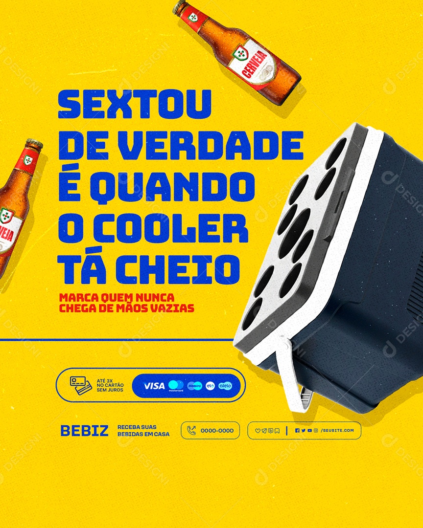 Distribuidora de Bebidas Sextou de Verdade é Quando o Cooler Tá Cheio Social Media PSD Editável