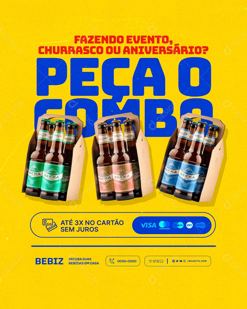 Distribuidora de Bebidas Fazendo Evento Churrasco ou Aniversário Social Media PSD Editável