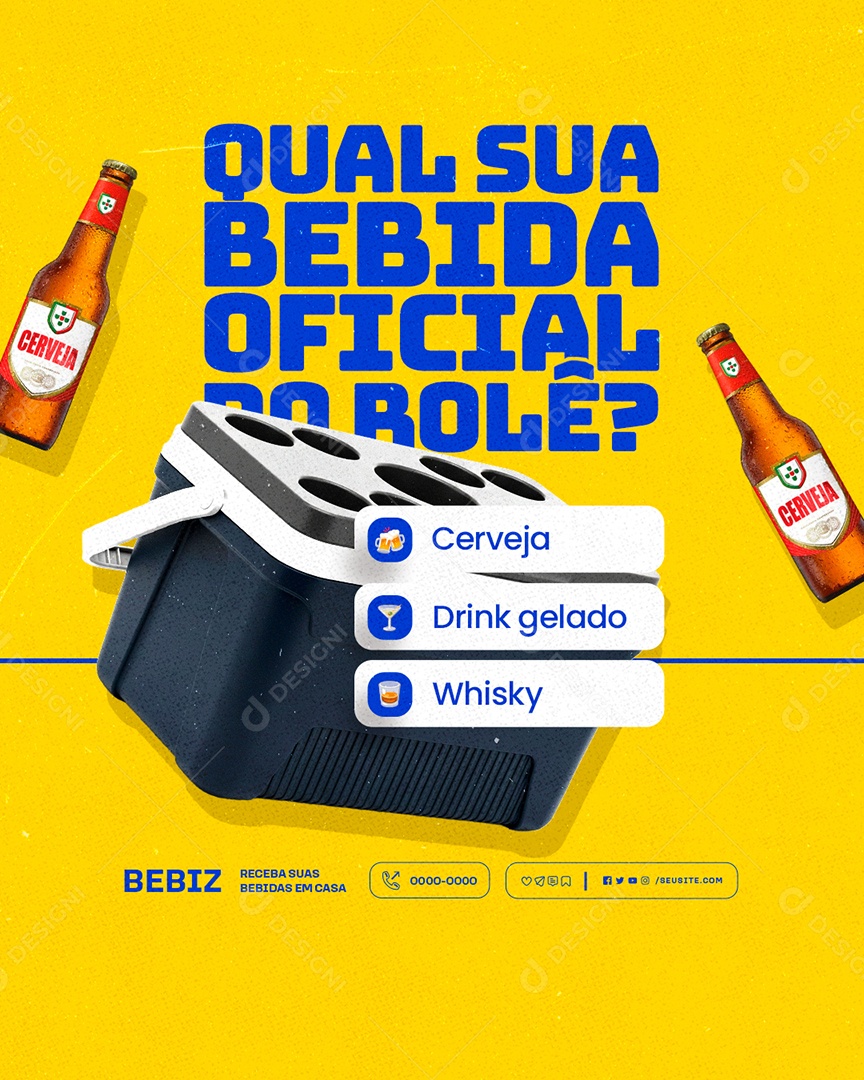 Distribuidora de Bebidas Qual Sua Bebida Oficial do Rolê Social Media PSD Editável