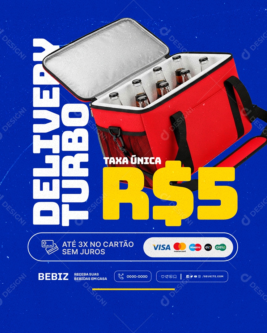 Distribuidora de Bebidas Delivery Turbo Social Media PSD Editável