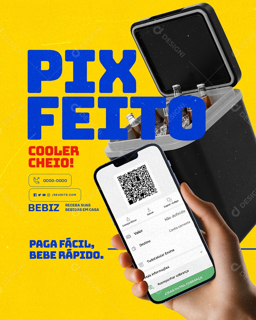 Distribuidora de Bebidas Pix Feito Social Media PSD Editável