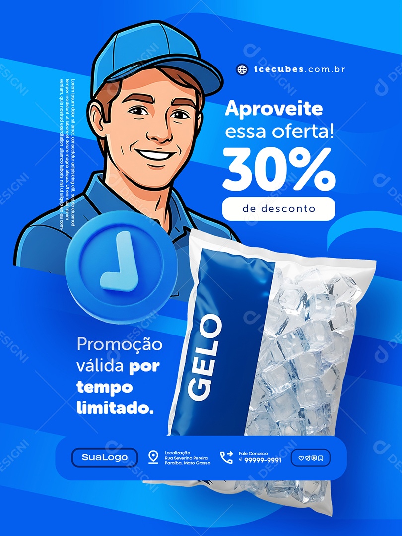 Loja de Gelo Aproveite Essa Oferta 30% Social Media PSD Editável